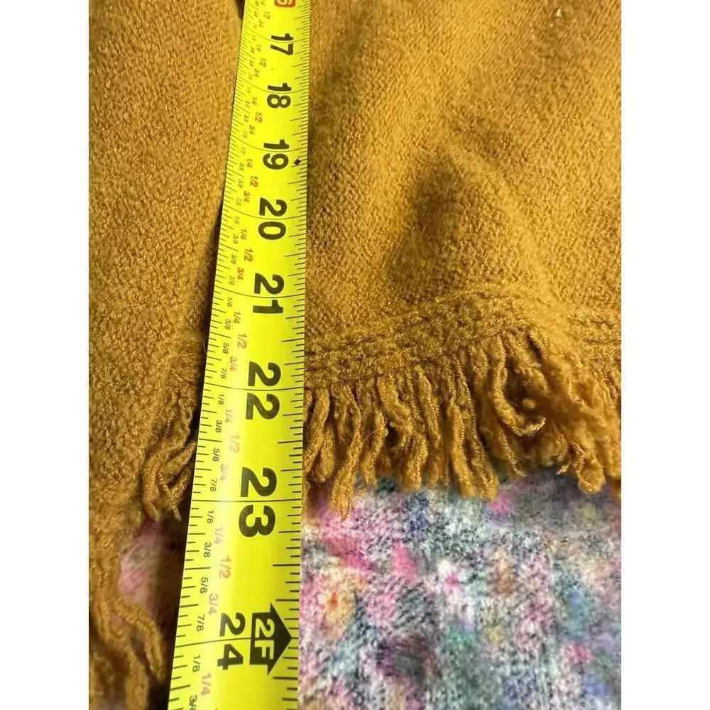 Anthropologie Mustard Yellow V-Neck Fringe Hem Knit Sweater Women’s Small